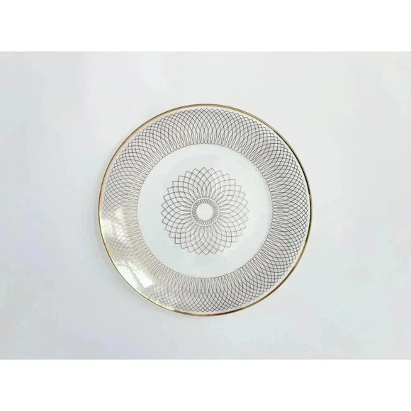 Midcentury Modern Svend Jensen Gold Spirograph Patterned Danish Glass Plate - Picture 4 of 6